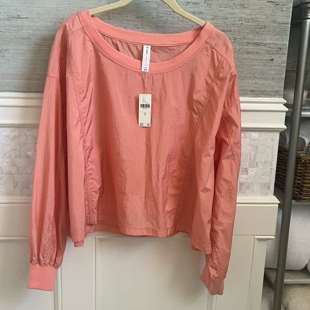 NWT new medium Anthropologie daily practice nylon long sleeve top coral pink